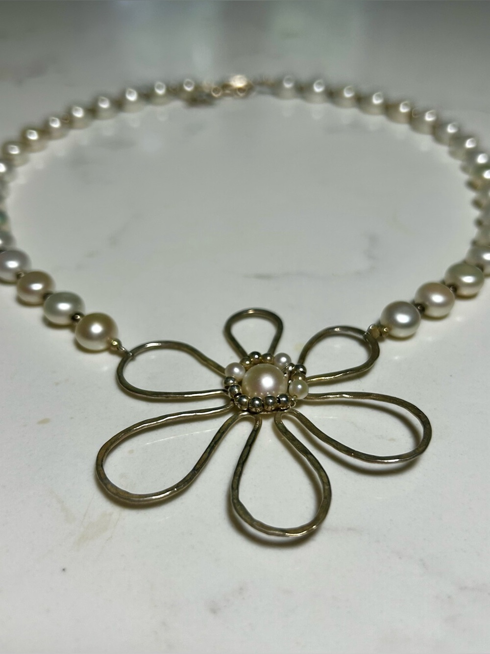 Avi Soffer Sterling silver 14 karat gold freshwater pearl necklace